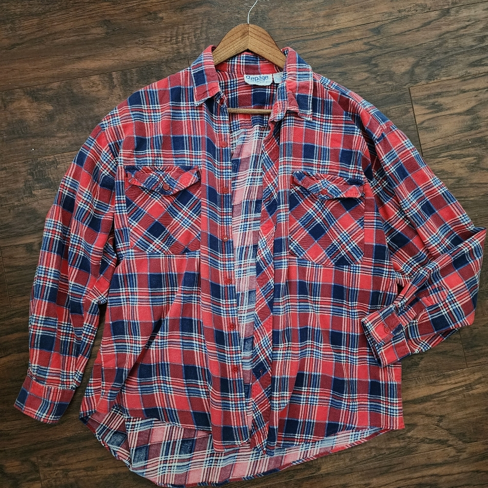 Vintage Repage 90s Cotton Flannel Plaid Grunge Button Down Shirt